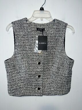 J. Crew Black and White Tweed Vest Size 10 NWT 0406263